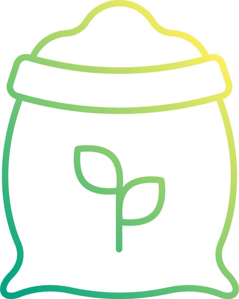 A green and yellow icon of a bag with a plant inside vector
