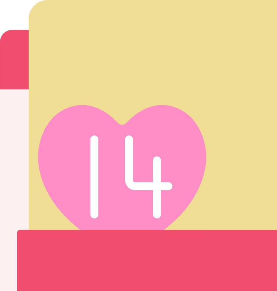 A pink heart with the number 14 in it vector