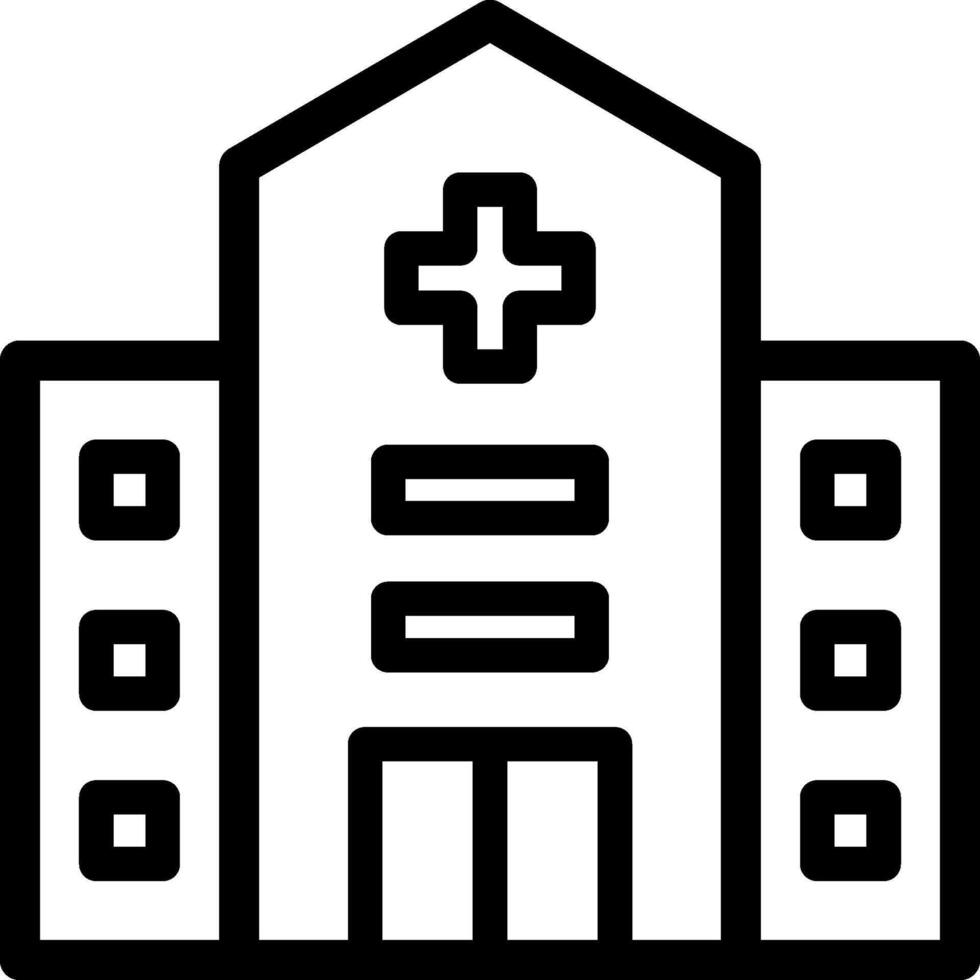 A black and white image of a hospital building vector