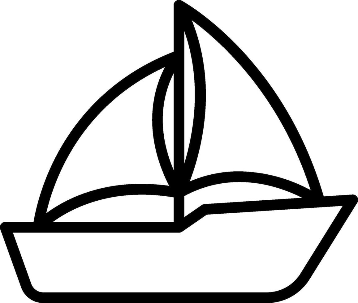 A sailboat is shown in a line drawing vector