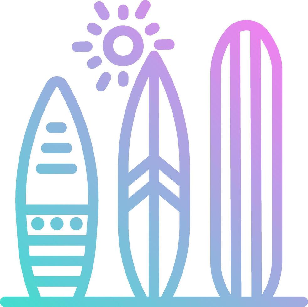 Surfboards and sun icon vector