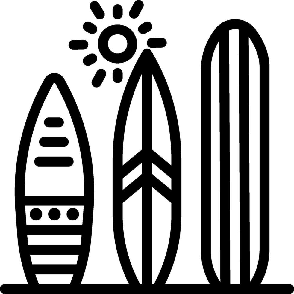 Surfboards and sun icon vector