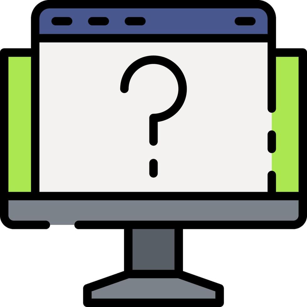 A computer monitor with a question mark on it vector