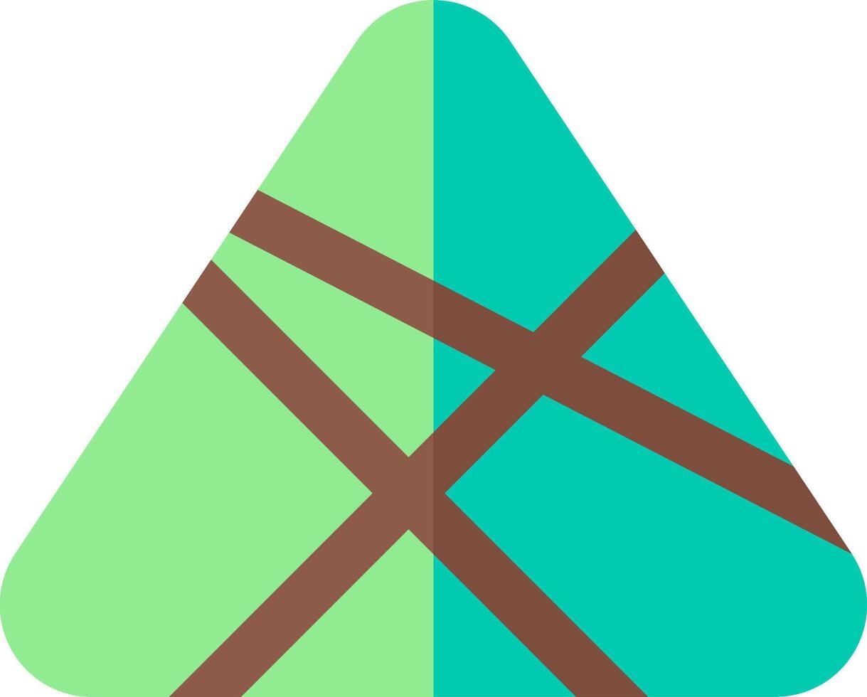 A triangle with a green and brown stripe on it vector