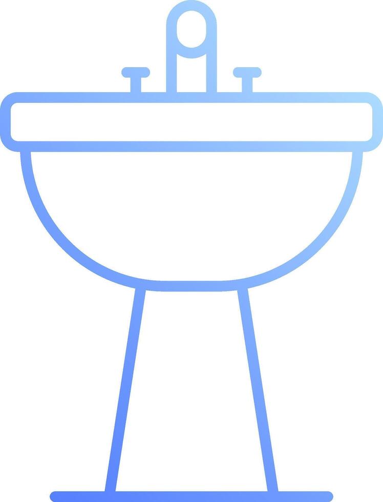 A blue line drawing of a sink vector