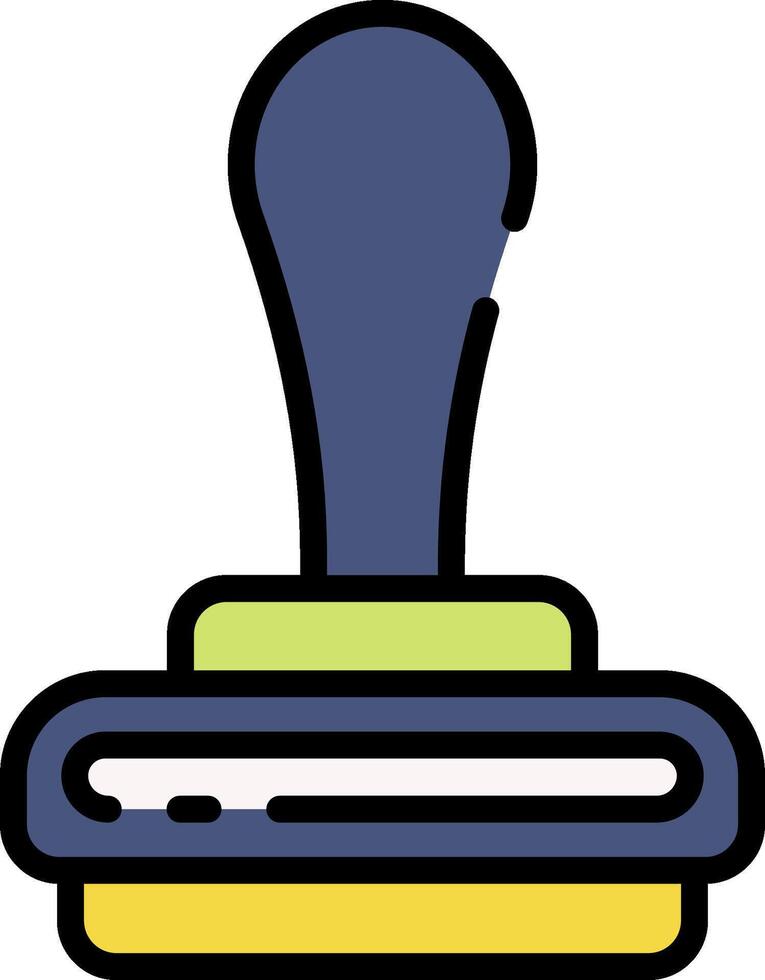 A stamp with a blue handle and yellow handle vector