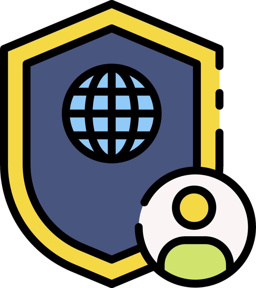 A shield with a globe and a person in the middle vector