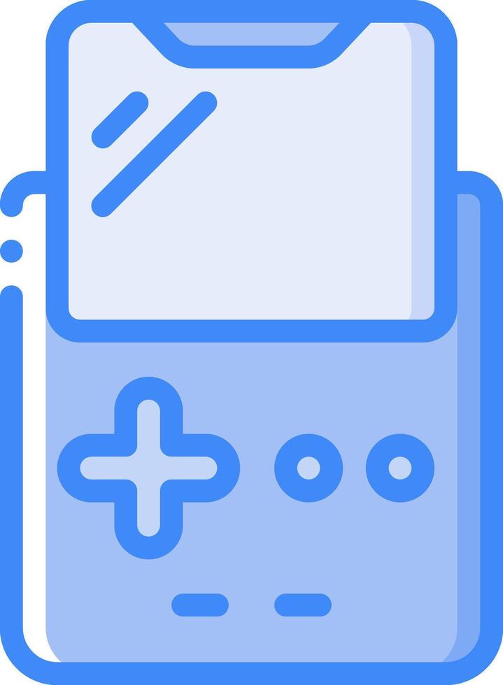 A blue and white icon of a game console vector