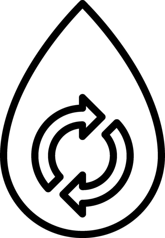 A black and white image of a drop with a circular arrow vector