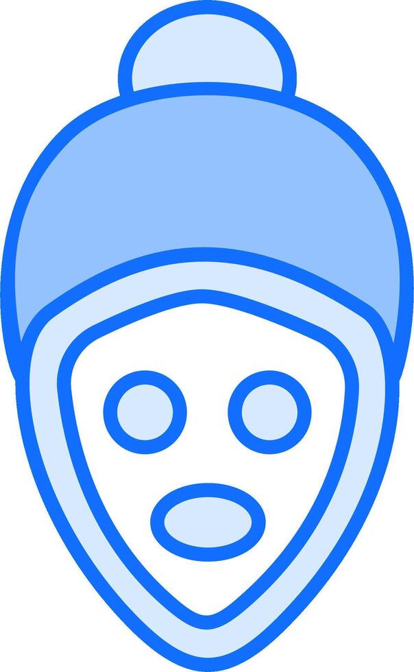 A blue and white icon of a person wearing a hat vector