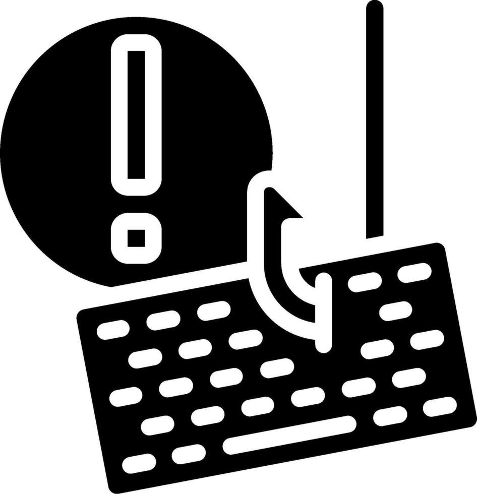 A black and white icon of a keyboard and a computer vector