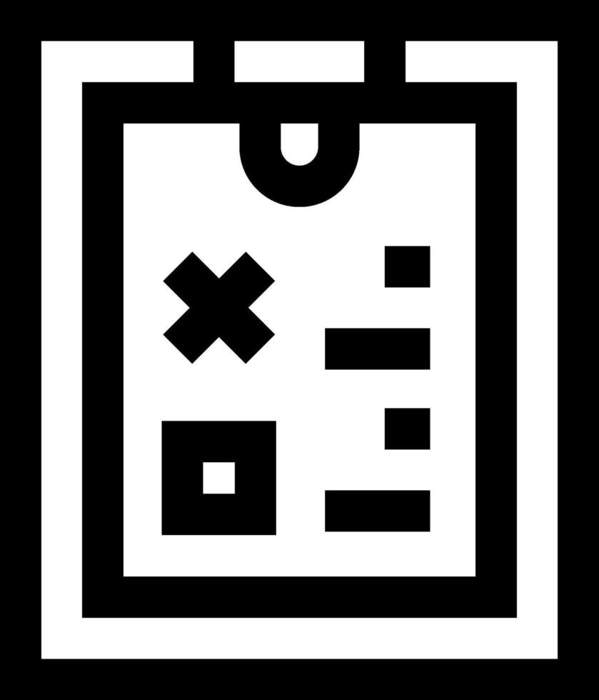 A black and white icon of a clipboard vector