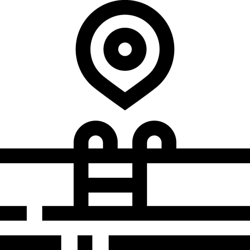 A black and white logo with a map pin vector