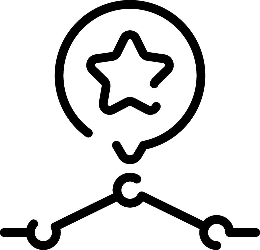 un estrella y un línea conectando dos puntos vector