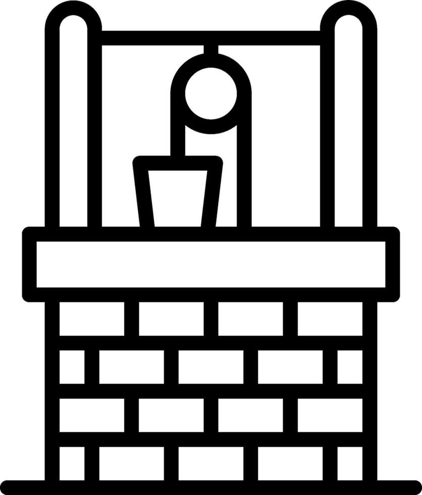 A black and white illustration of a brick wall with a ladder vector