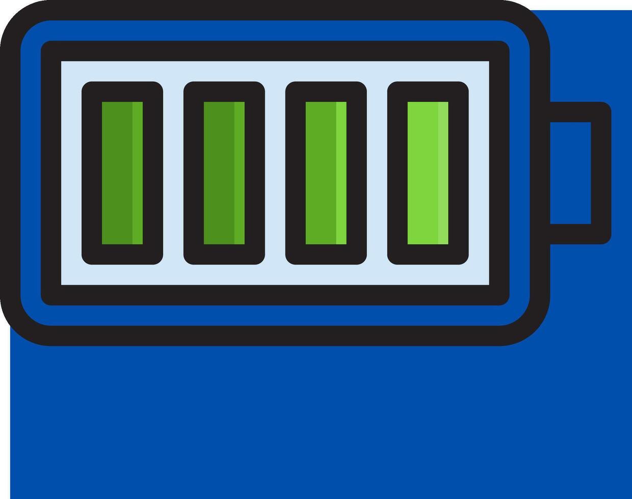 A blue and green battery icon on a white background vector