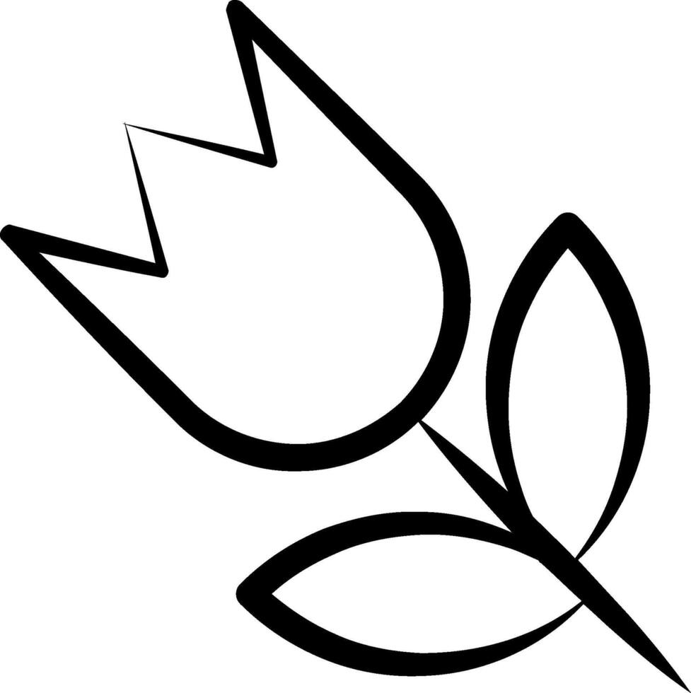A black and white tulip flower outline vector