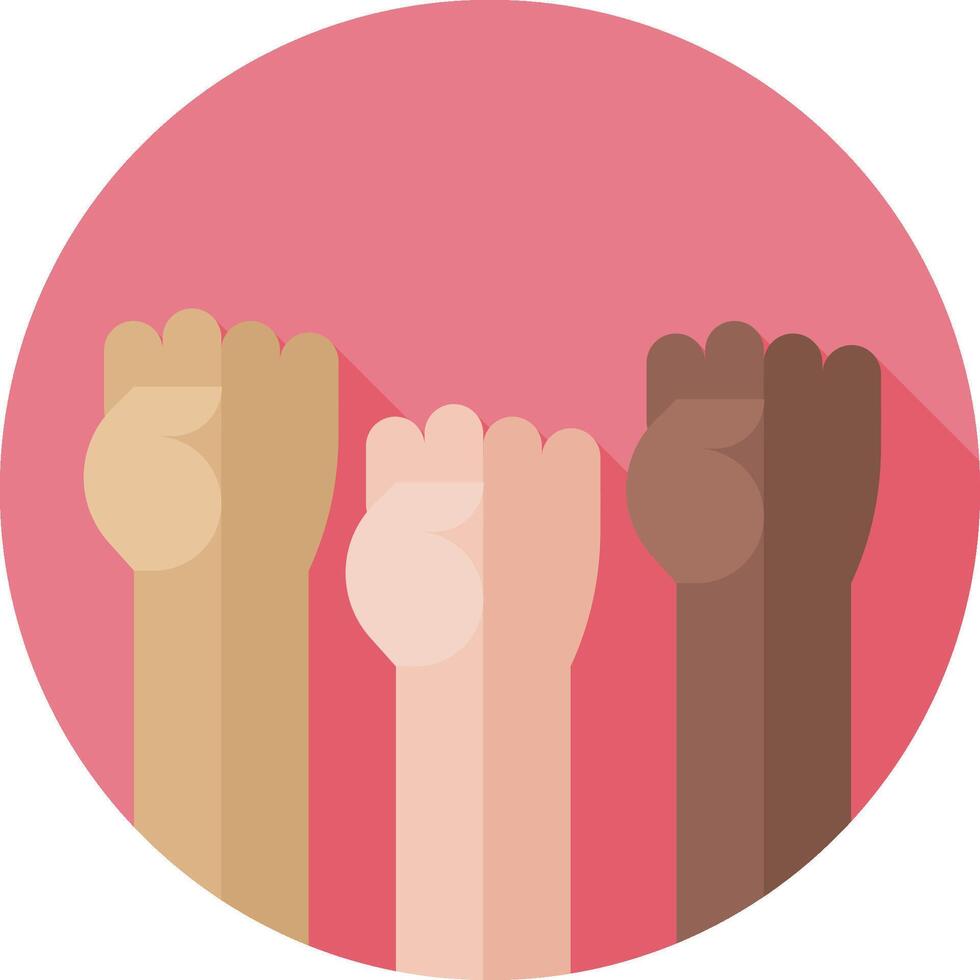 A group of hands with different colors on a pink background vector