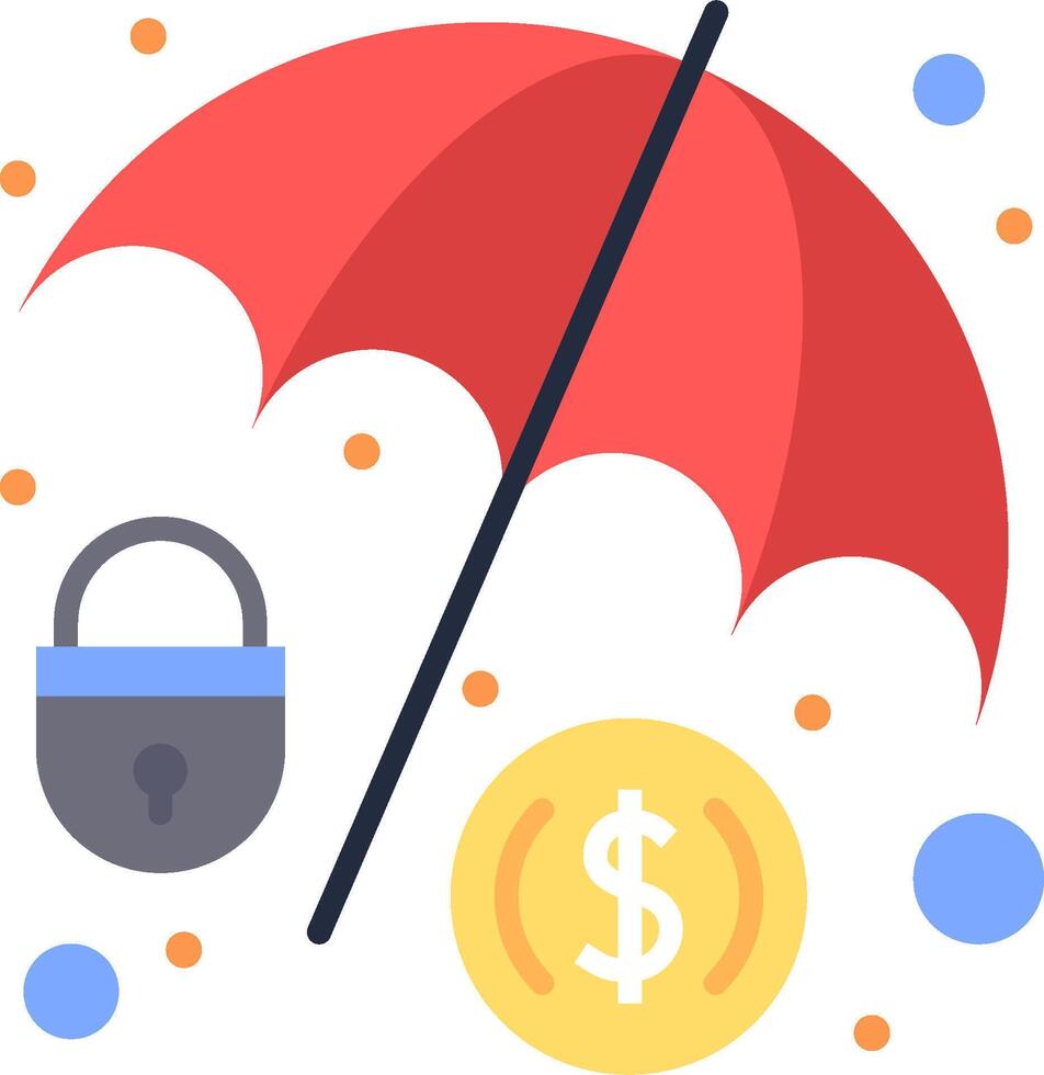 An umbrella, a padlock and a dollar sign vector