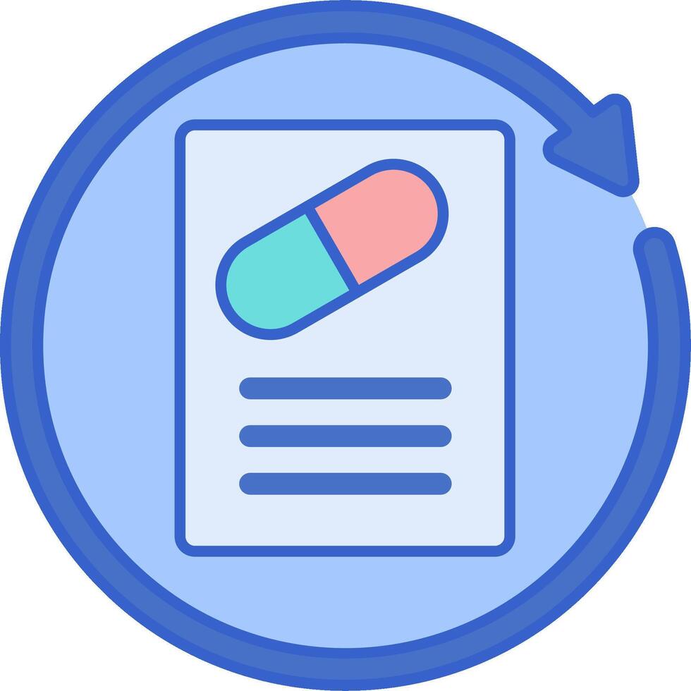 A pill and paper icon on a blue circle vector