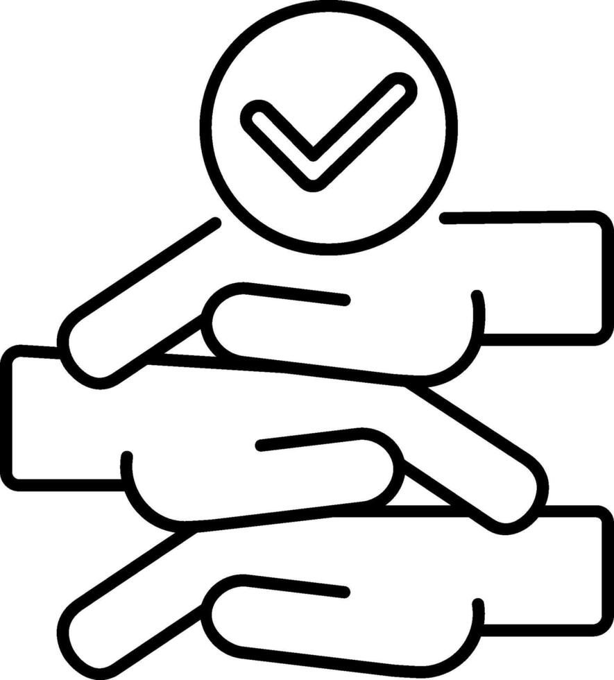 A black and white illustration of two hands holding up a check mark vector