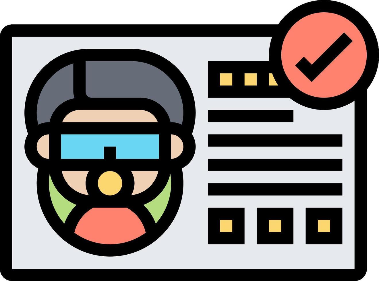 A person with a mask and glasses is shown on a form vector