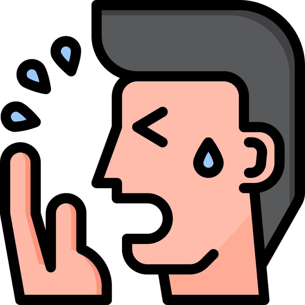 A man with a tearful face and a hand on his face vector