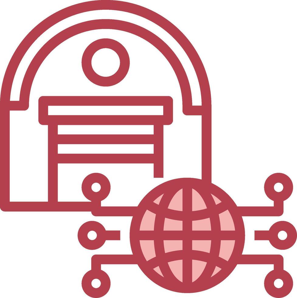 A red globe and a building with a door vector
