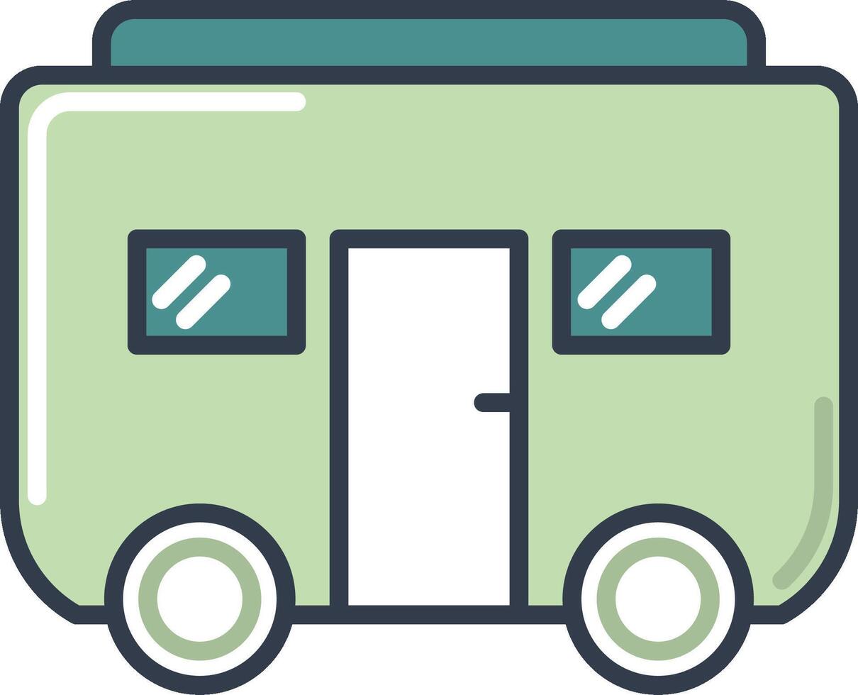 A green camper van with a roof on it vector