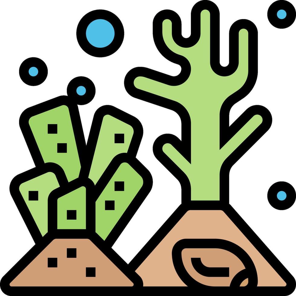 A cactus plant and a rock in the desert vector