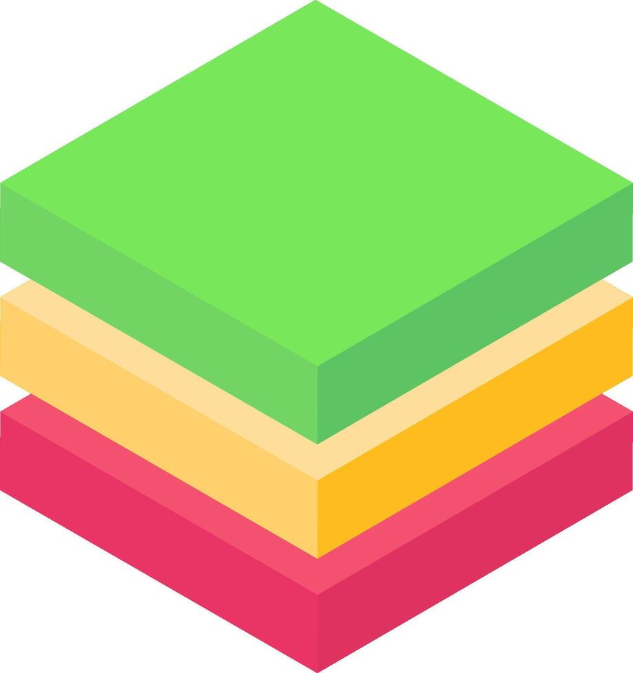 A stack of colorful paper with a green, yellow and red square vector