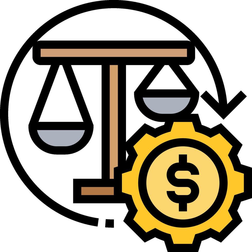 A dollar sign and scales with a gear vector