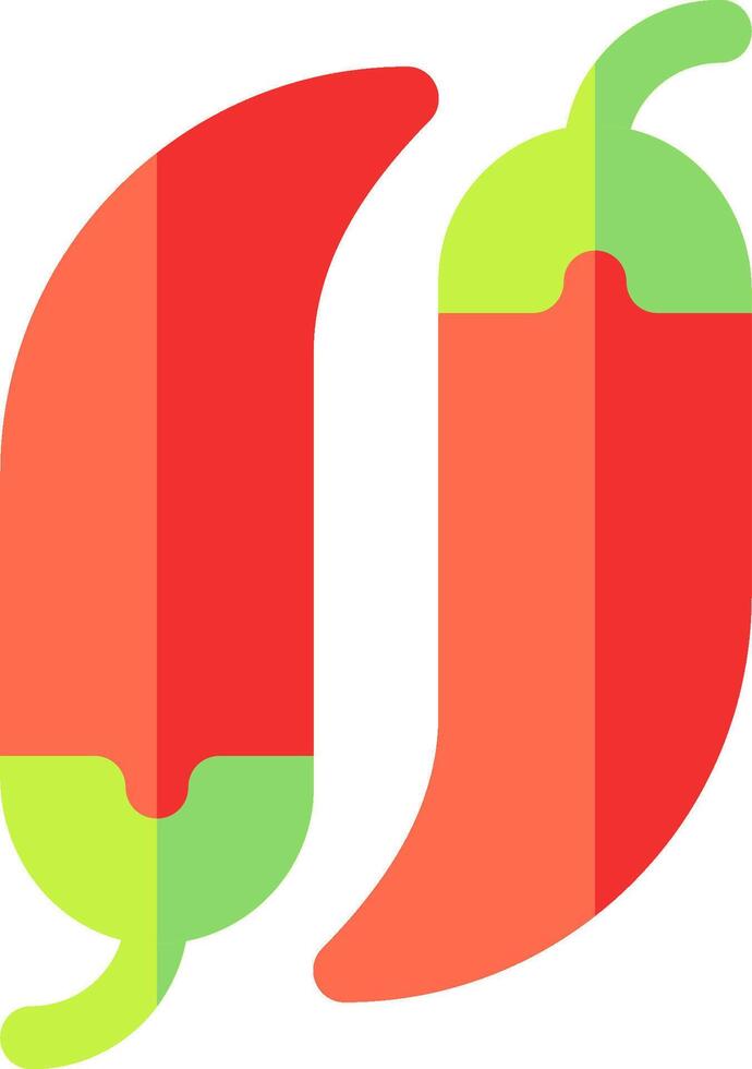 A red and green pepper with a green leaf on it vector