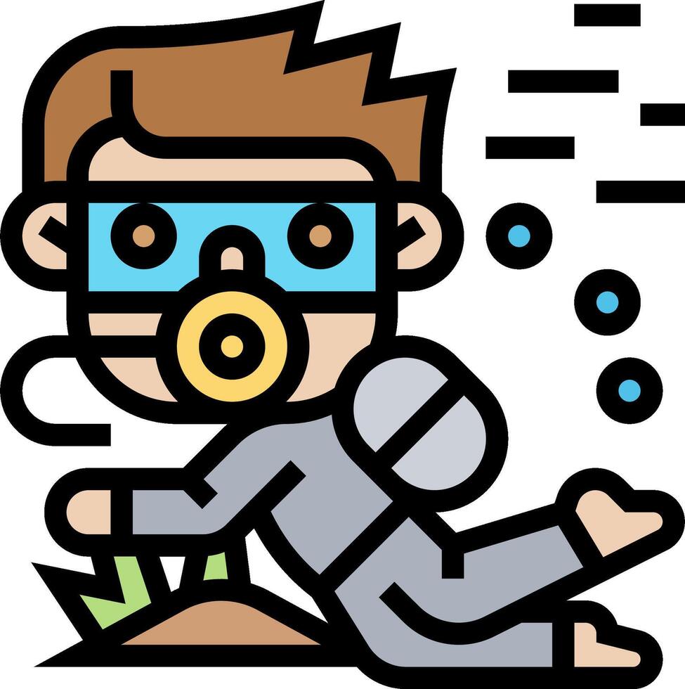 A cartoon man diving with a mask and goggles vector