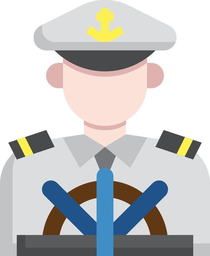 A man in a sailor uniform holding a steering wheel vector