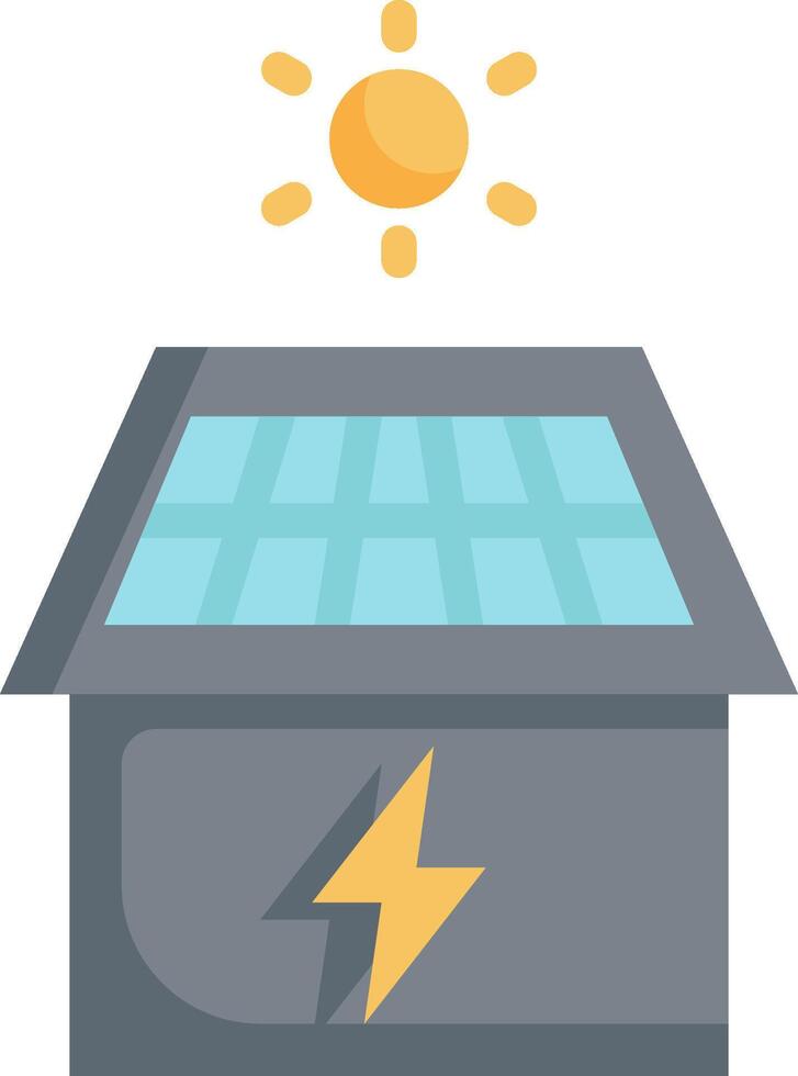 A solar panel and a lightning bolt on top of a box vector