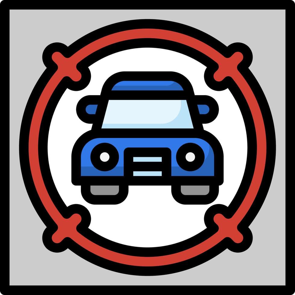 A car is in a circle with a red and blue border vector