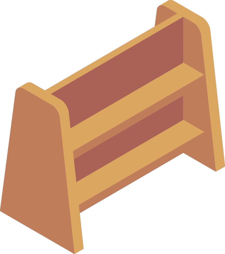 A wooden bookcase with two shelves vector