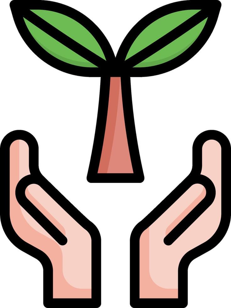 Hands holding a plant with a green leaf vector