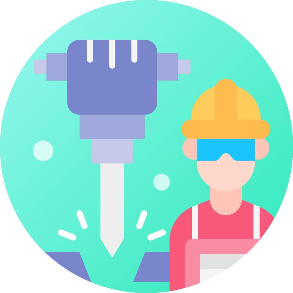 A man in hard hat and safety glasses is working on a machine vector