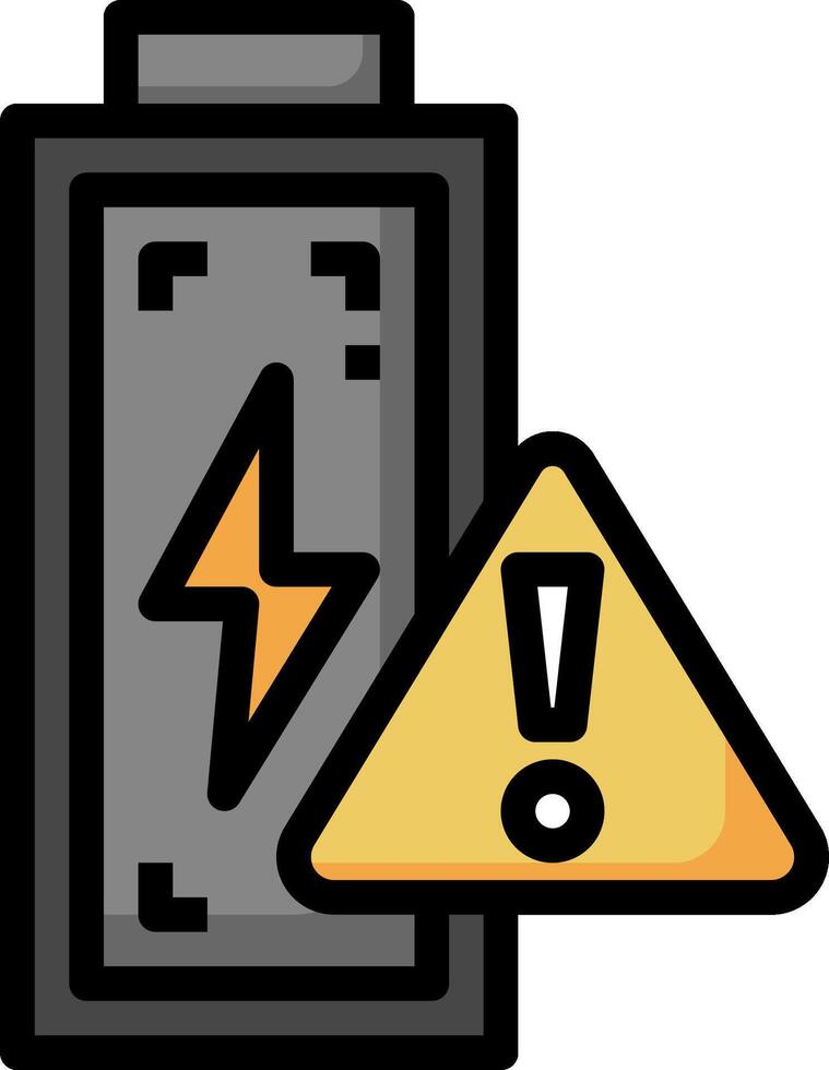 Battery icon with warning sign and battery icon vector