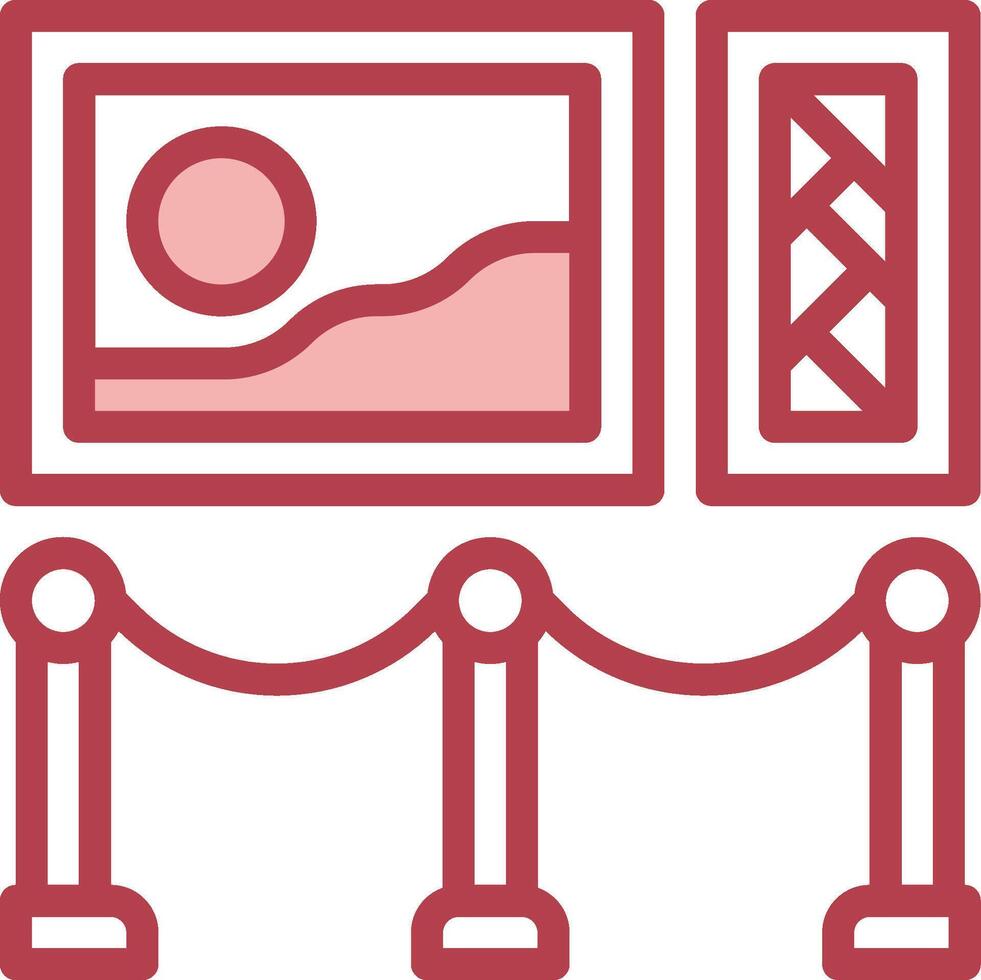A red and white icon of a man standing in front of a wall vector
