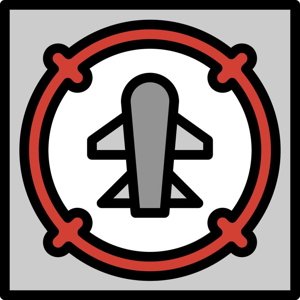 A red and black icon of a plane in a circle vector