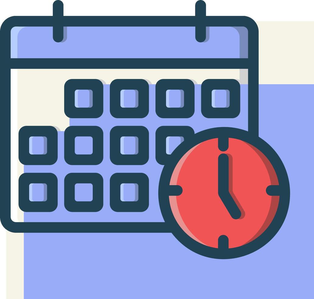 A calendar and clock icon on a blue background vector