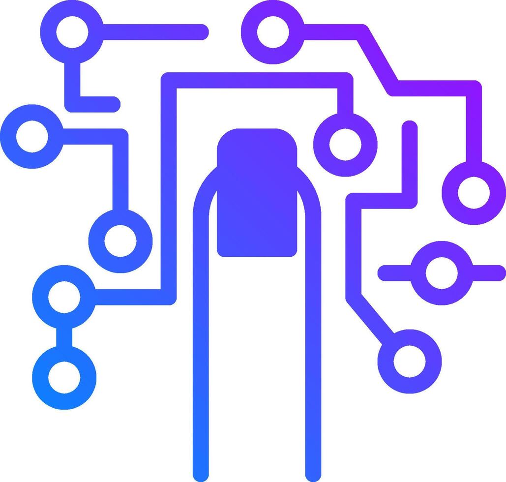 A blue and purple icon of a circuit board vector