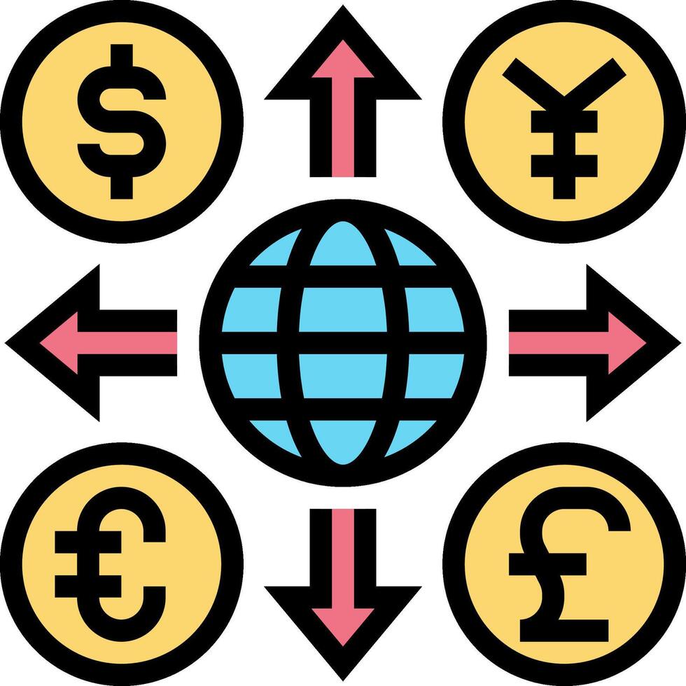 Currency symbols and the globe vector