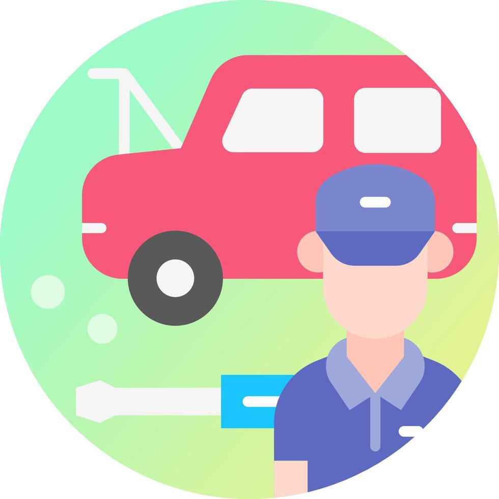 A man is holding a wrench next to a car vector