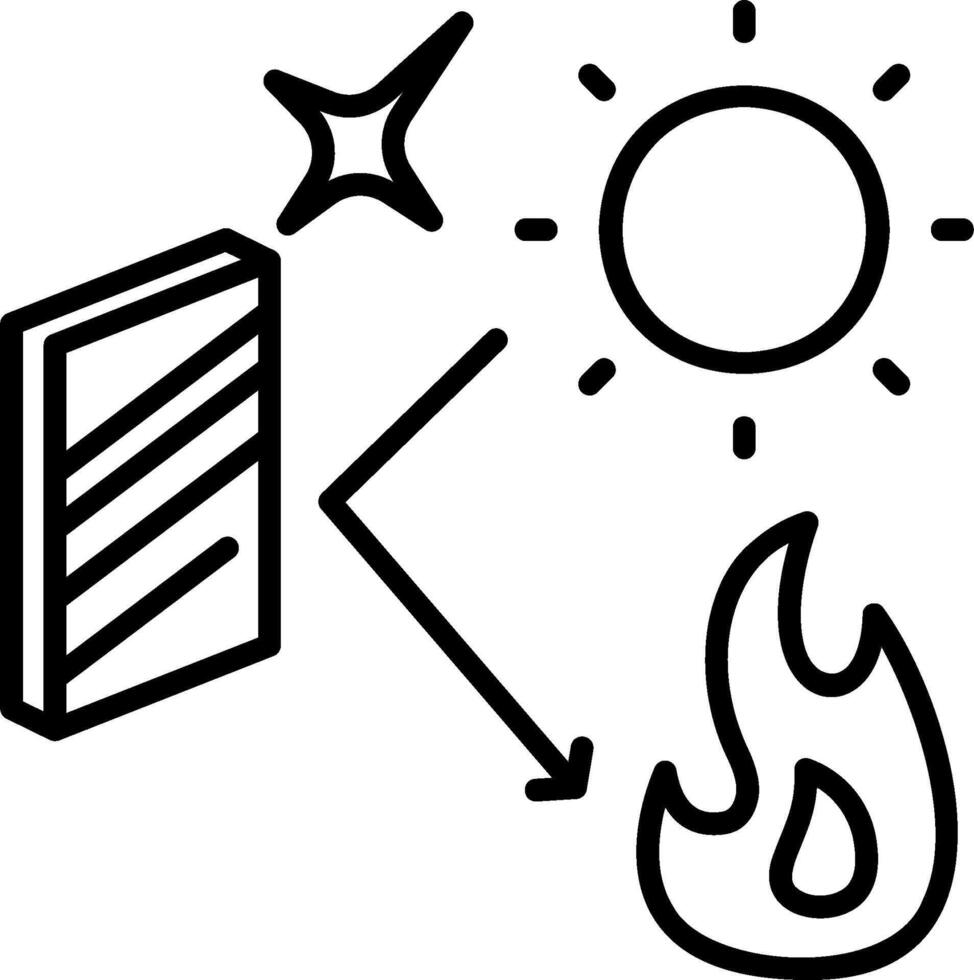 A black and white drawing of a fire and a book vector