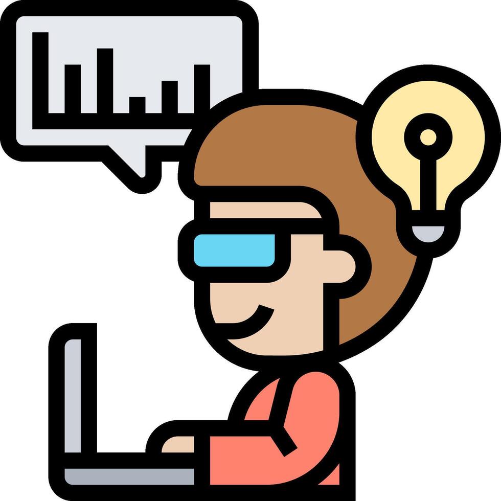 A person with glasses and a laptop computer vector