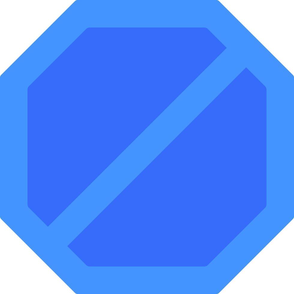 A blue octagon with a no sign on it vector